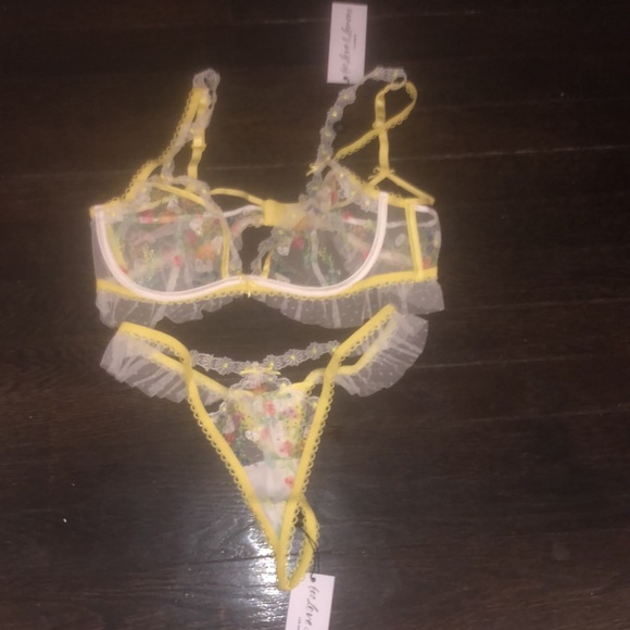 For Love & Lemons lingerie set summer loving garter belt, bra, thong Sz M NWT - Picture 6 of 9